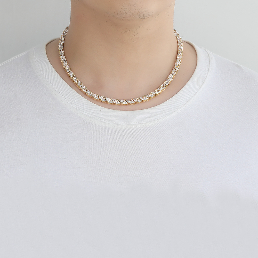 Choucong Hip Hop Top Sell Luxury Jewelry 18K White Gold Fill Triangle 5A Cubic Zircon CZ Diamond Gemstones Party Vintage Women Men Necklace Gift