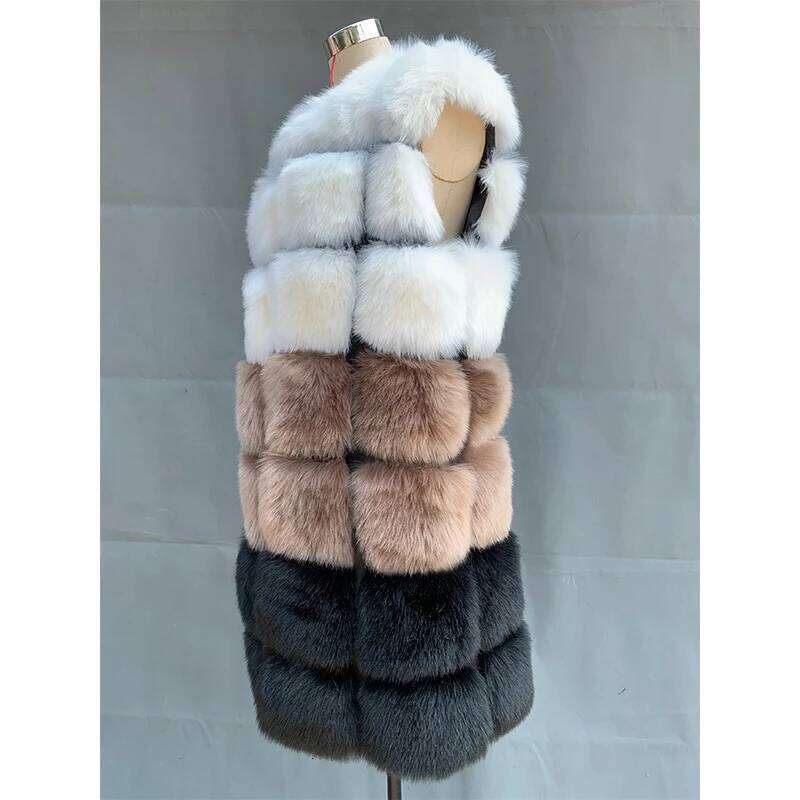 FANPUGUIZHEN-Faux Fox Vest for Women, Thick Warm Long Fur Coat, Female Fashion, Autumn, Winter, High Quality