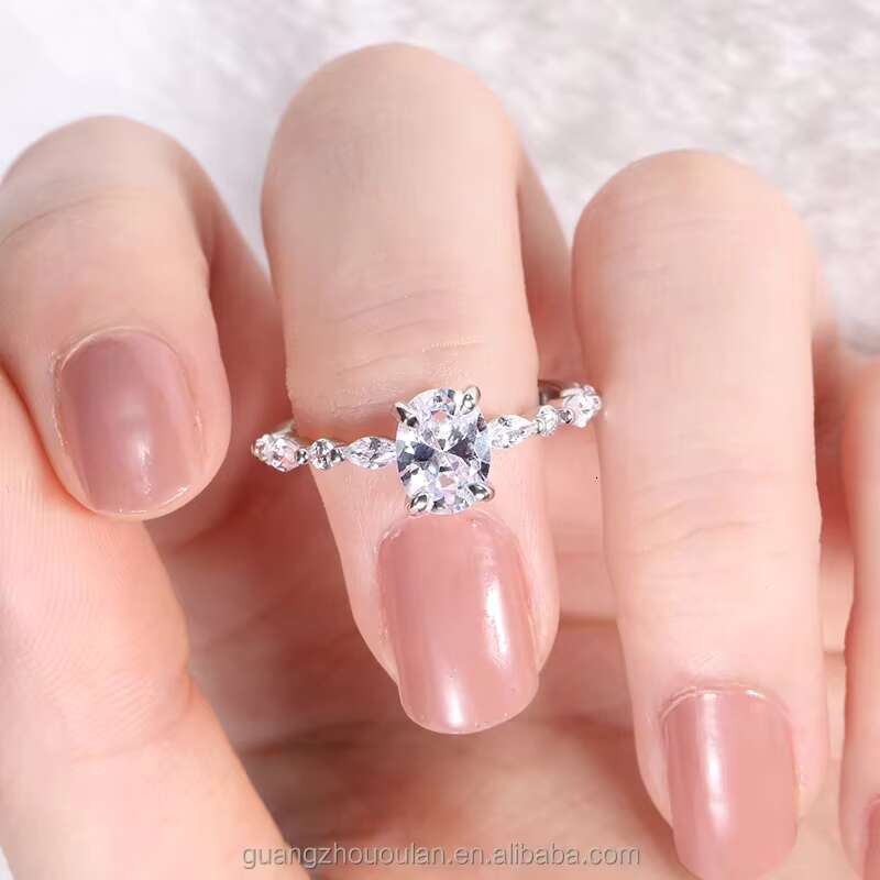 Wholesale Moissanite Diamond Rings 1.5ct Lady 925 Silver Gold Nugget Cuban Wedding Ring