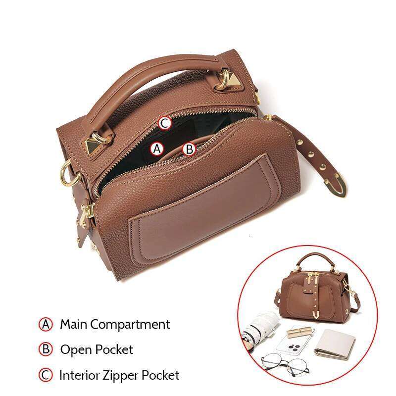 FOXER Stylish Gift For Momther Split Leather Messenger High Quality Lady Shoulder Crossbody Bag Retro Women's Medium Handbag