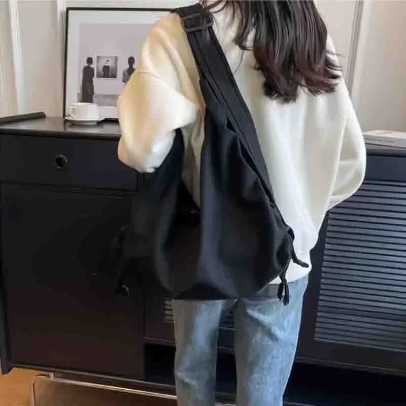 Large Capacity Fashion Canvas Shoulder Bag For Women College Student Book Bag Travel Shopping Crossbody Bag School MessengerBagXJ250610