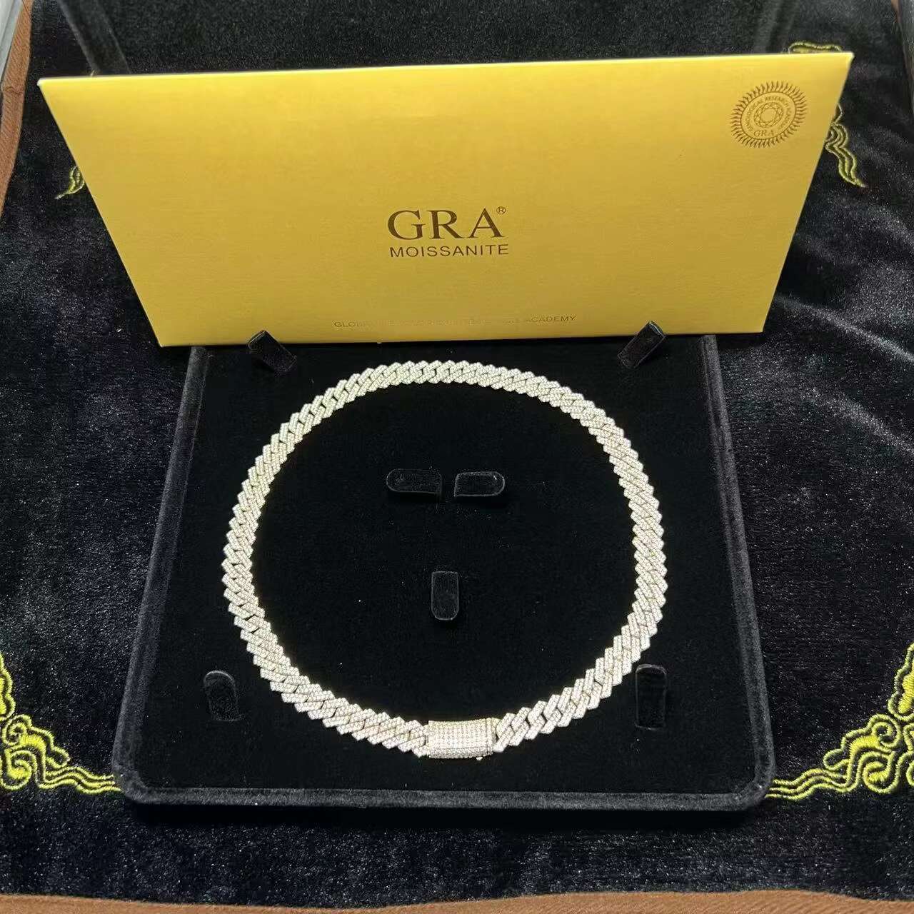 OACOCA Hip Hop 10mm Width Moissanite Chain Necklace High Quality Full Diamond 10K Cuban Link Chain Necklace Miami Bracelet Necklace