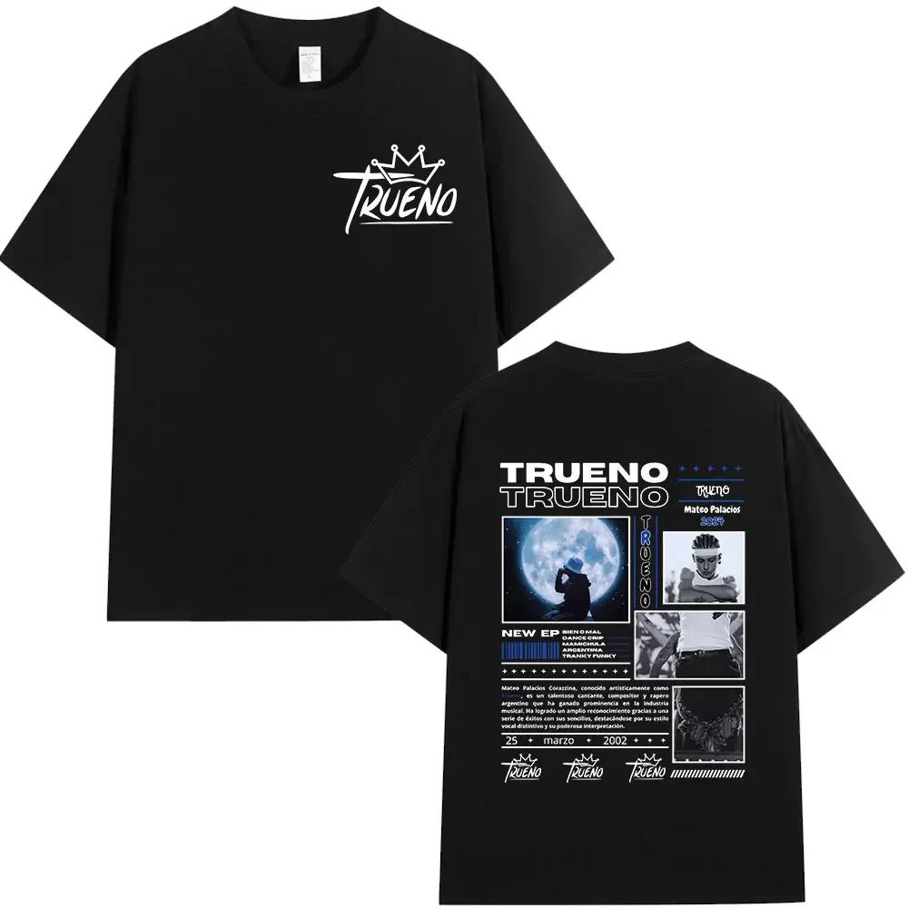 Rapper Trueno Album Tour Merch Designer T-shirt Men Women Clothes Fashion Short Sleeve Tee Shirt Streetwear Cotton Loose T-shirts Unisex