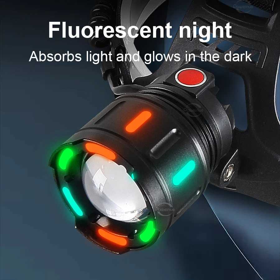 2024 Strong Light LED Headlamp USB Rechargeable Powerful LED Headlamp Ultra Bright Head Flashlight With Fluorescent Fishing Light Z250613