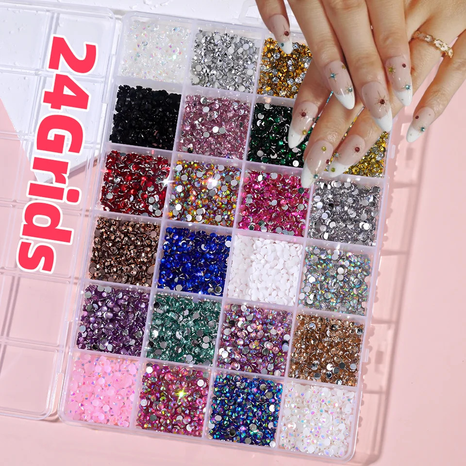 1Box 3D Colorful Round Nail Art s Flatback Galss Diamond Gems Jewelry Nails Charms DIY Makeup Manicure Accessories 1 250606
