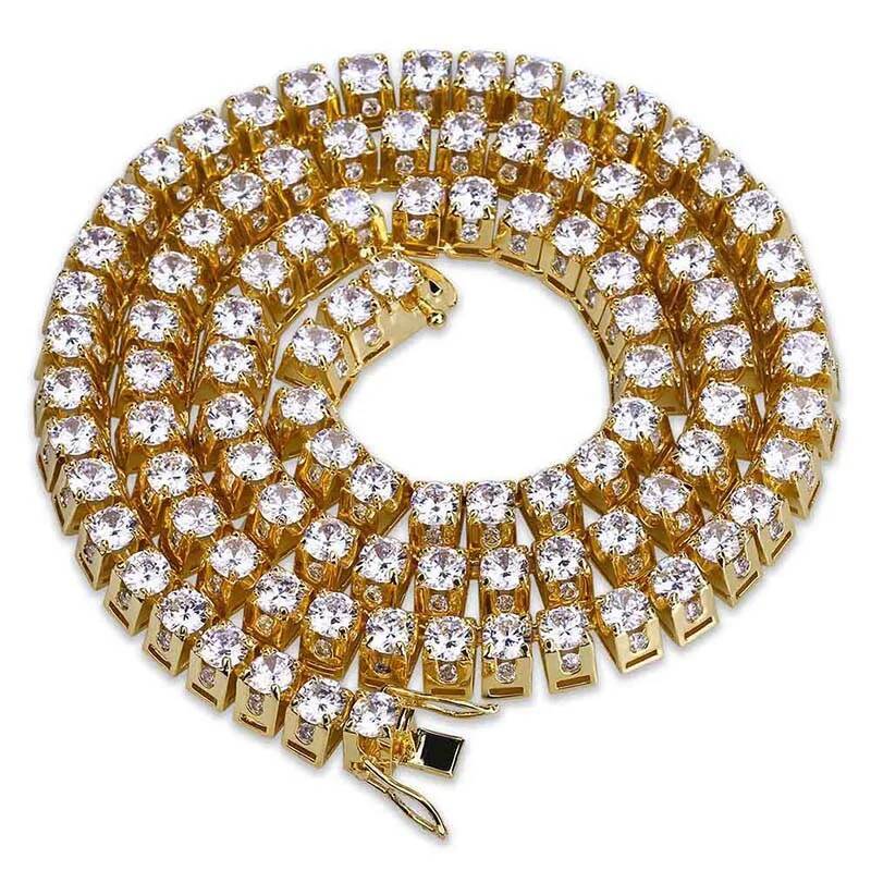 Men's 10mm Hip Hop Bling Iced out Gold Cubic Zirconia Tennis Chain Necklace Single Row CZ Stone Choker Jewelry