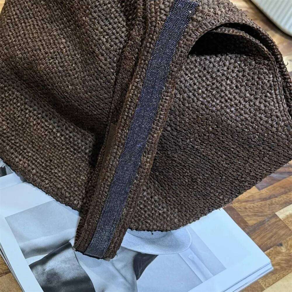 High Quality Fashion Beaded Straw Bucket Women Large Capacity Shoulder Bag Leisure Holiday