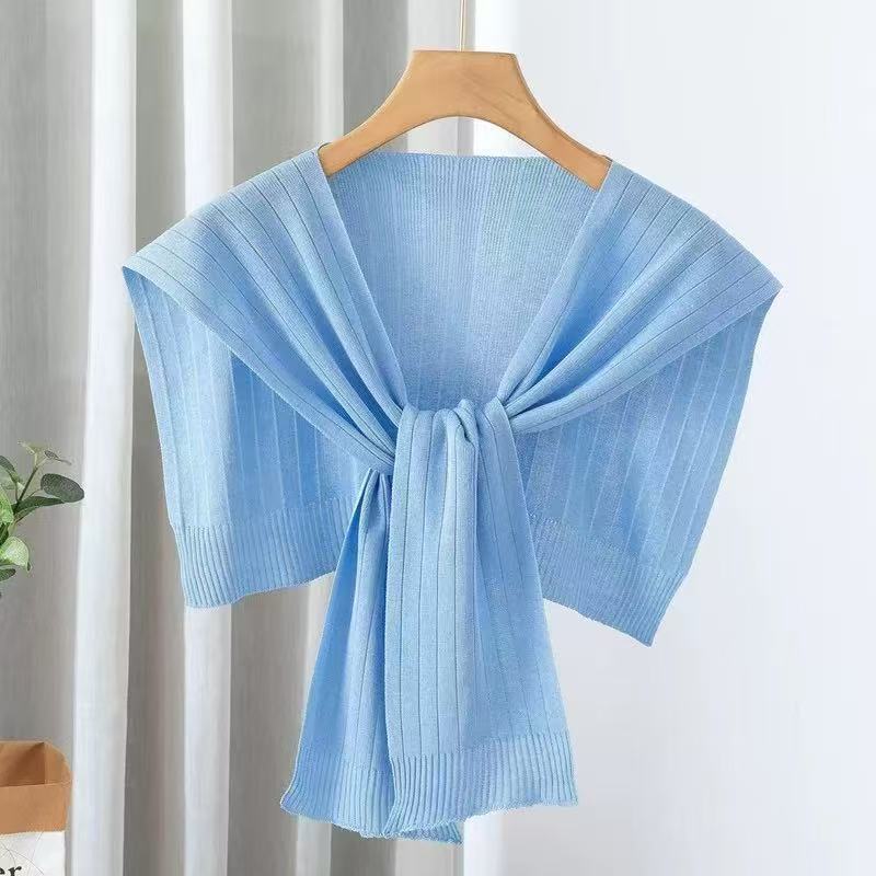 K982 Spring and summer outerwear shawl ice silk thin style net celebrity small shoulder Korean version sunscreen line girlfriend knitted knotted scarf