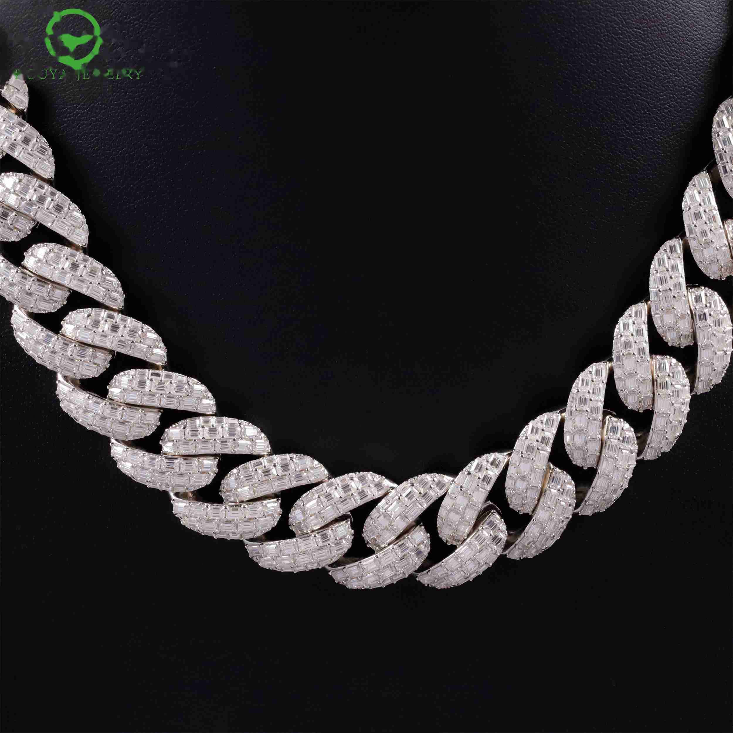 OACOCA Fashionable Moissanite Cuban Link Chain Necklace Tennis Chain Necklace Style Womens Jewelry Collection