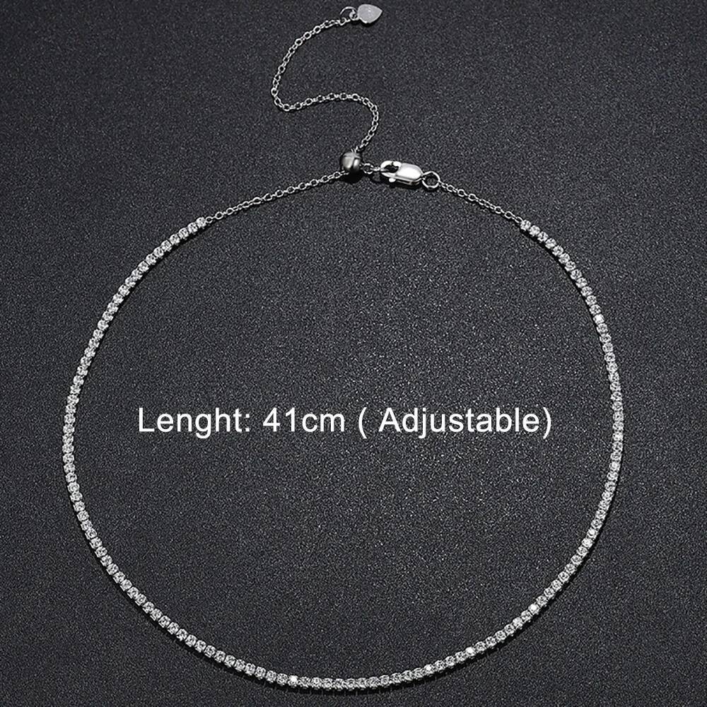 Serenity D Color 2mm Full Moissanite Tennis Necklace Women S Sier Neck Strap Choker Clavicle Chain Plated Fine Jewelry
