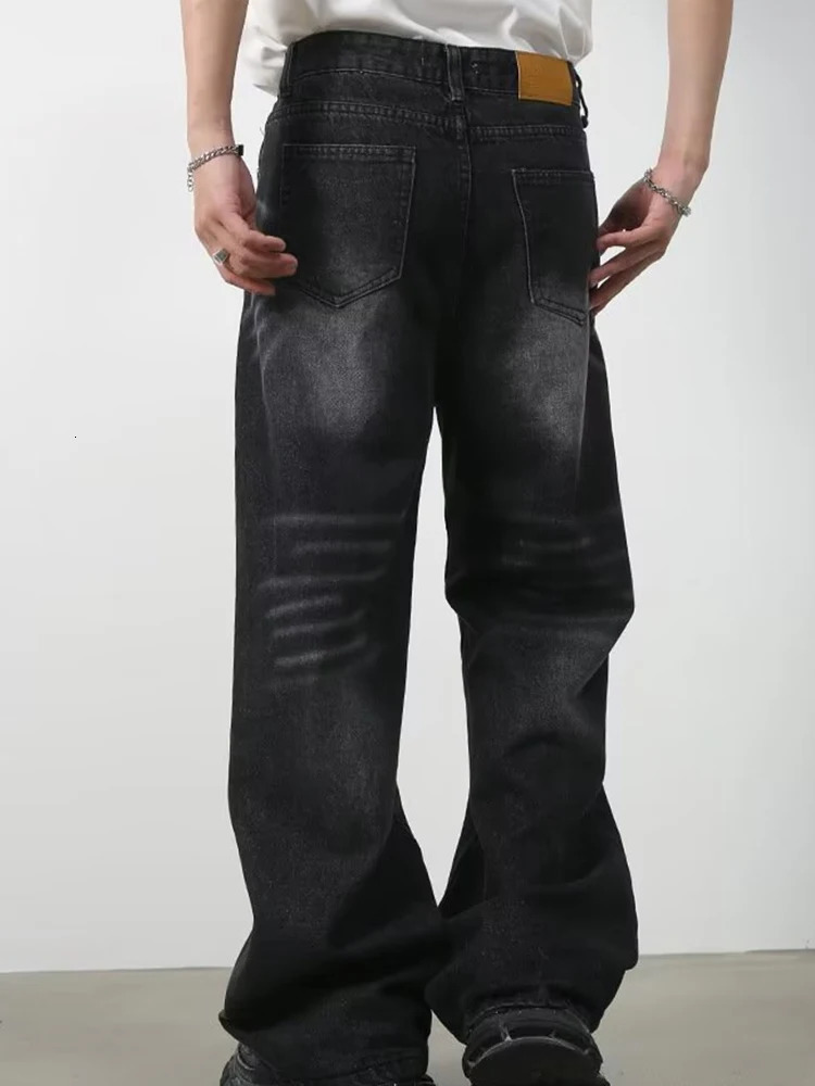 Summer Mens Jeans Wide Leg Classic Daily Denim Pants Waist Cargo Harajuku Jeans Male Autumn Loose Black Long Trousers 250611