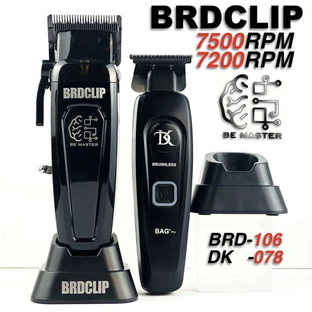 Professional Electric Clipper BRD 106 with Base 7500RPM Hair Trimmer for Man DK-078 DLC Blade 7200RPM Barber Shop 2PC Set