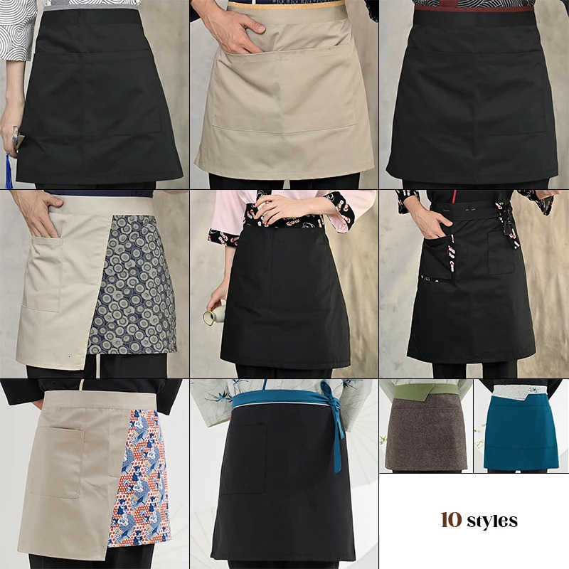 Unisex Japanese Style Short Apron Chef Cooking Aprons Kitchen Restaurant Sushi Shop el Waiter Work Uniform Apron 250611