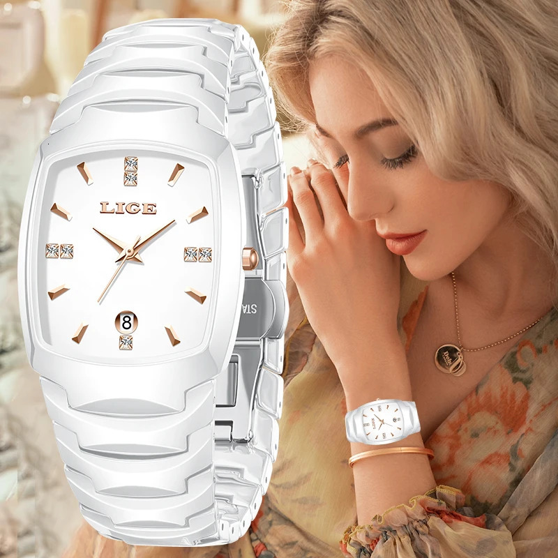 LIGE Fashion Woman Watch Simple Elegant Stainless Steel Casual Quartz Watches for Women Calendar Ladies Romantic Gift 250606