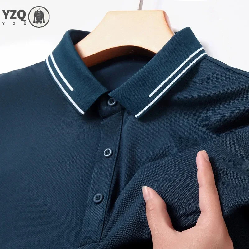 Mens Solid Color Cotton Business and Leisure POLO Shirt Summer Fashion Short Sleeve Comfortable Breathable Top 250610