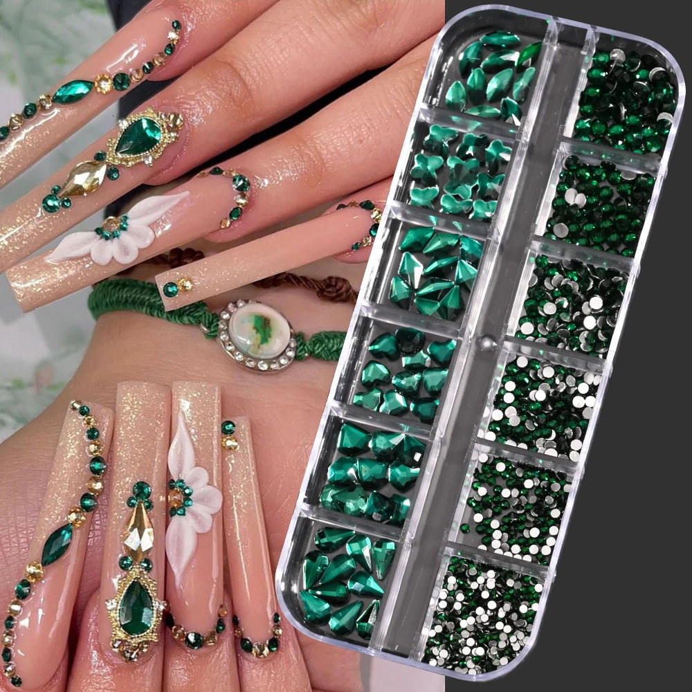 1000Pcsbox Champagne Gold Diamond Nail Crystal Mixedn Glitter NonFix Manicure Decoration 250606