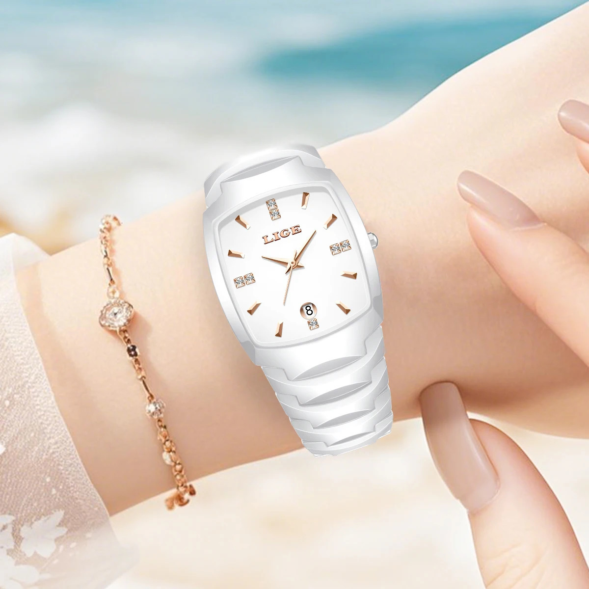 LIGE Fashion Woman Watch Simple Elegant Stainless Steel Casual Quartz Watches for Women Calendar Ladies Romantic Gift 250606