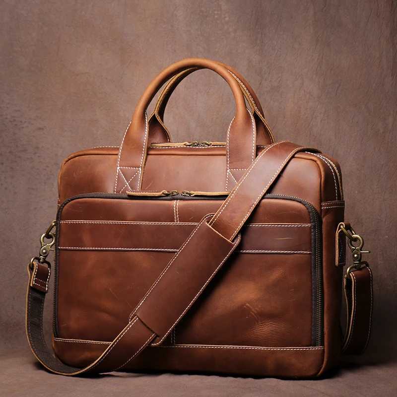 GURO Mens Top Cowhide Executive Briefcase High Quality Handbag Vintage Crossbody Luxury Shoulder Bag Business Office 16 Laptop W250610