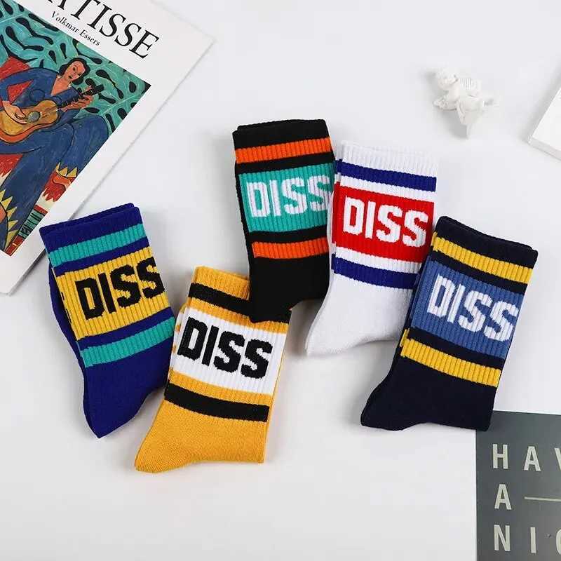 5 Pairs/Set Unisex Socks Multicolor Letter Diss Pattern Mid Tube Socks Suitable For All Seasons For Daily Sports Z250610