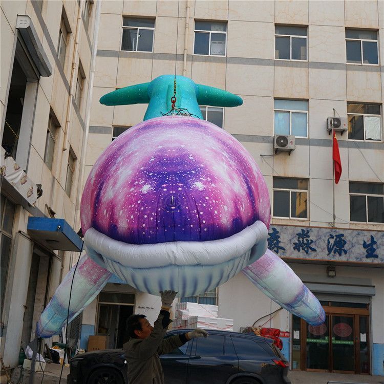 Free shipping 8m length (26ft) Colorful Inflatable Whale Inflatables Balloon Narwhal With Blower and Strip and Videos For Nightclub Ceiling Decoration