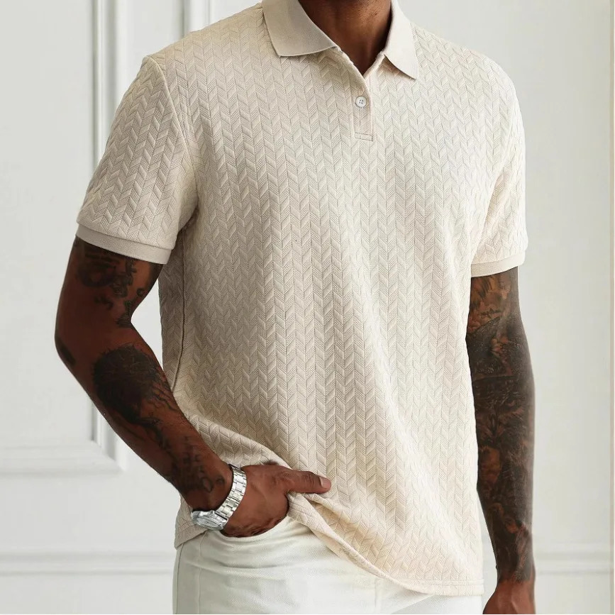 Breathable Versatile Quick Drying Comfortable Mens Slim Fit Solid Color Front Button Short Sleeved Business Casual Polo Shirt 250610