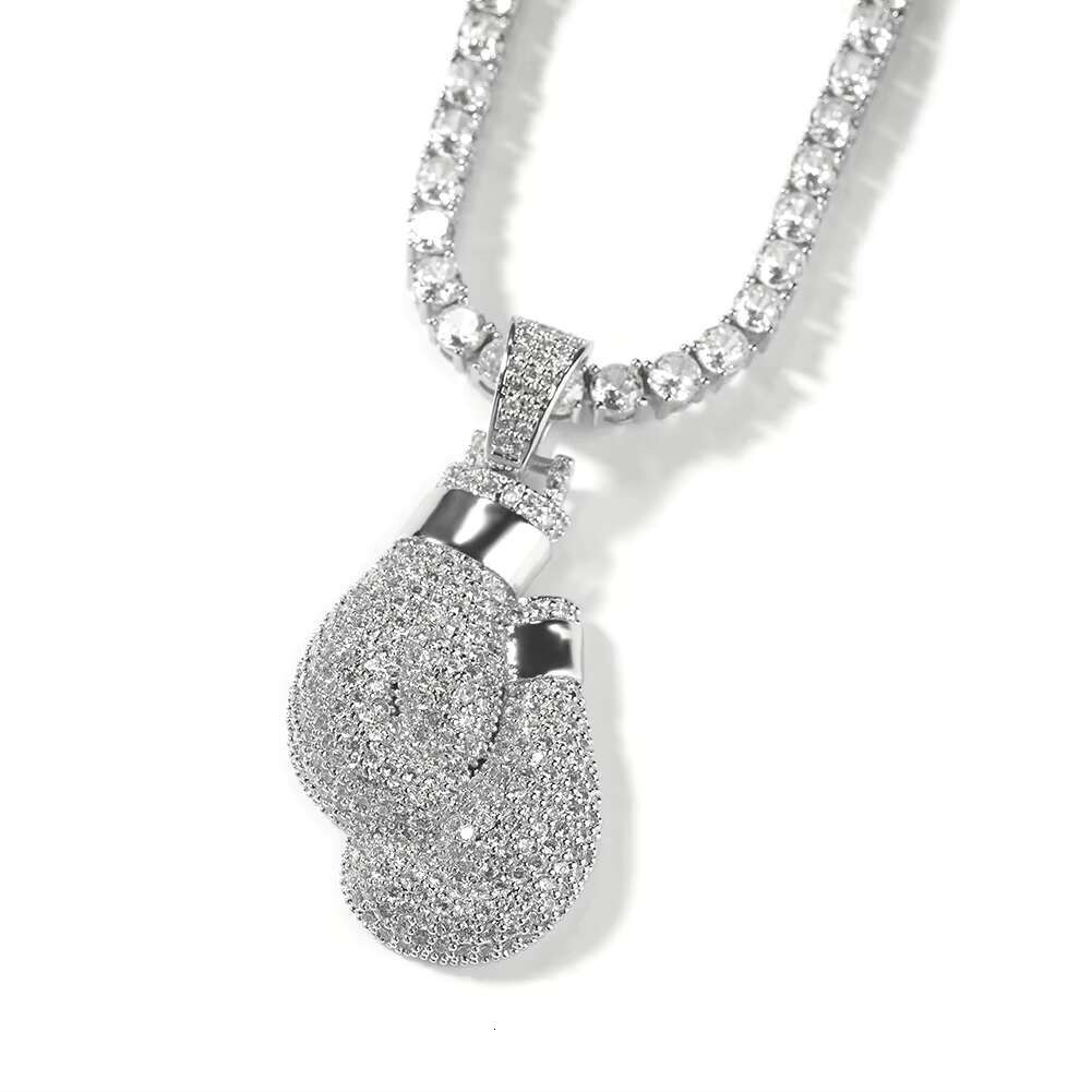 Boxing Gloves Pendent Hip Hop Jewelry Fashion Necklace Brass Zircon Diamond Men Necklace Fashion Pendants Charms