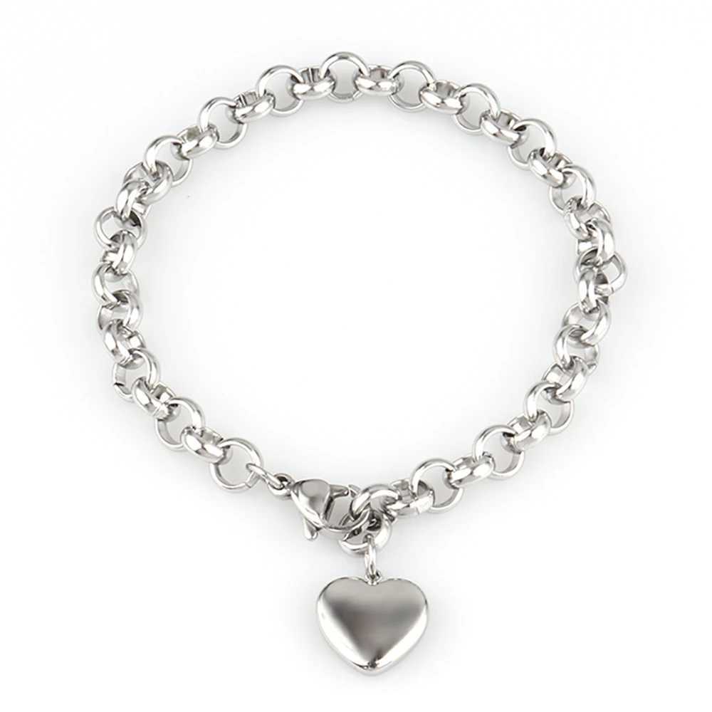 316L Stainless Steel Heart Bracelet For Women Fashion Heart Pendant Chain Bracelets Jewelry Gift XJ250707
