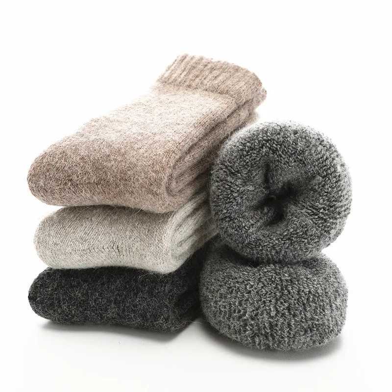 Socks Men Super Thicker Solid Sock Merino Wool Rabbit Socks Against Cold Snow Russia Winter Warm Funny Happy Male Socks Z250610