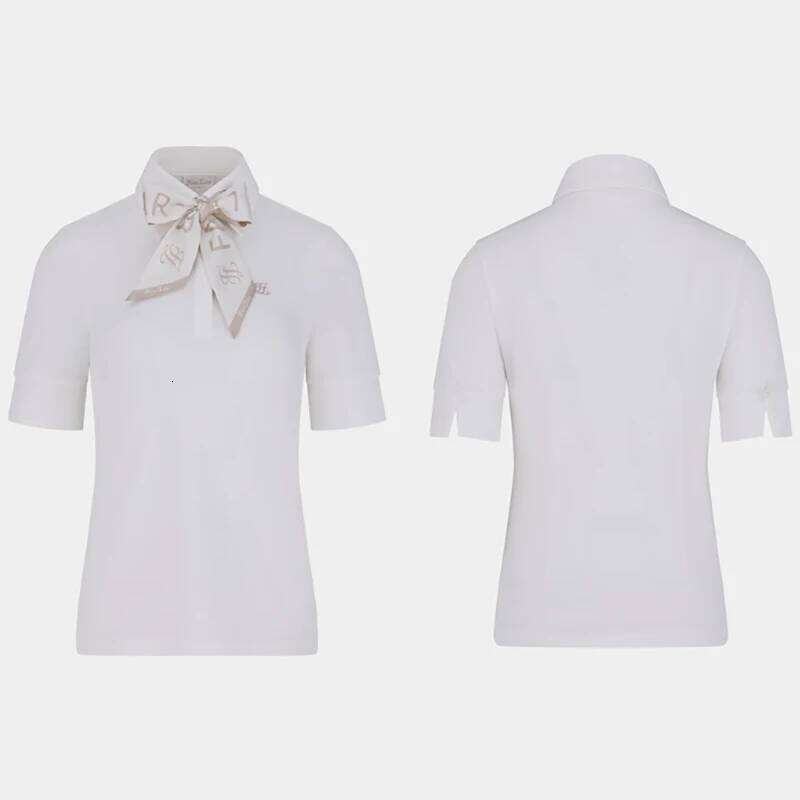Fairliar2025 Spring/Summer New Golf Clothing Short Sleeve Top With Pearl Butterfly Embellishment, Fashionable And Versatile