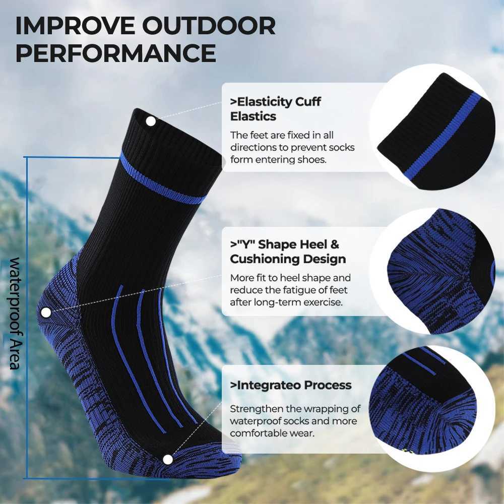 Men Waterproof Socks Breathable Athletic Socks Outdoor Hiking Wading Camping Winter Snow Warm Skiing Socks Riding Sports Socks Z250610
