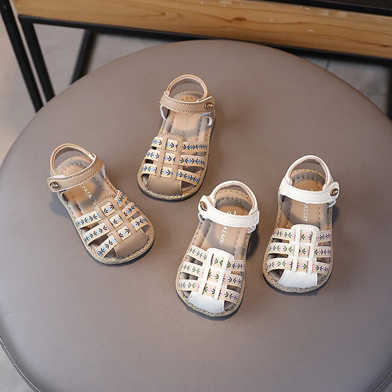 Baby Girl Sandals Summer Infant Outwear Beach Shoes For Girl Princess Sandals Soft PU Leather Close-toed Sandals 250611