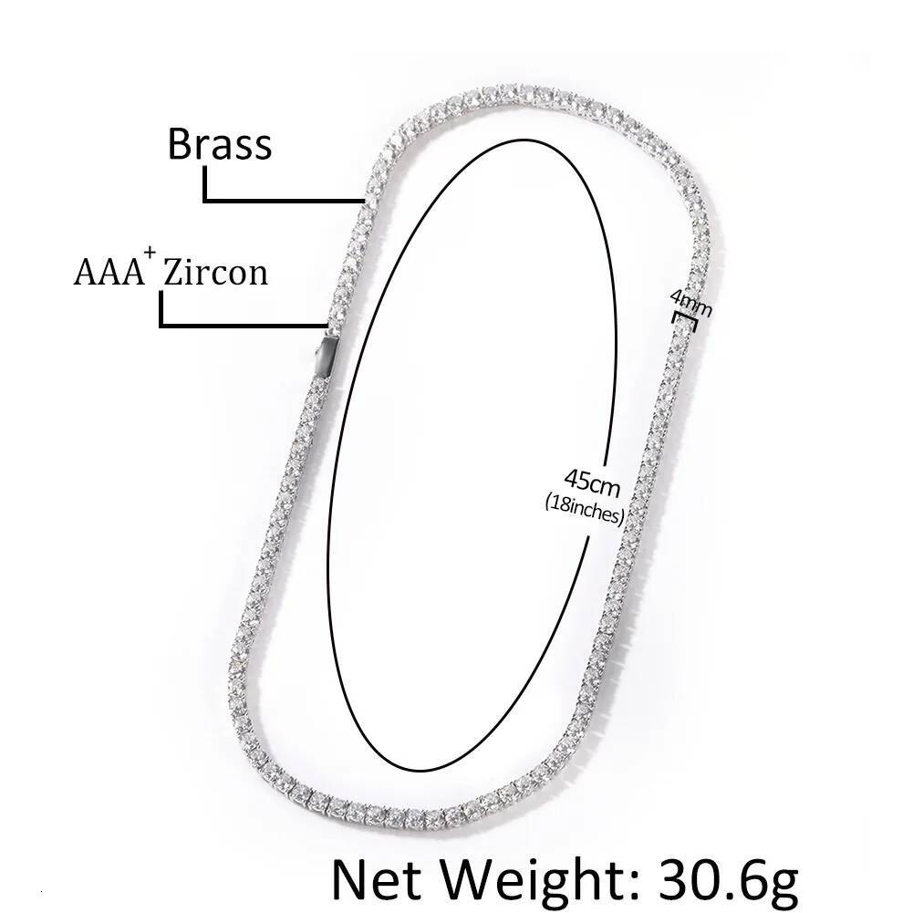 Icedminer 4mm Iced Out Tennis Necklaces With Box Clasp Bling Chain Choker For Women Men Hip Hop Jewelry Free Shipping