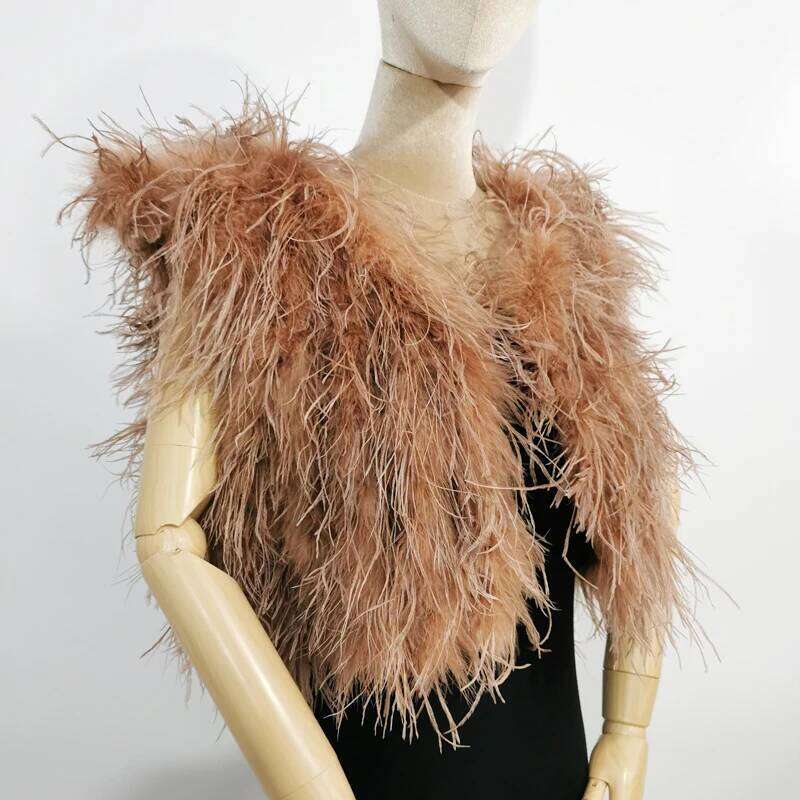 New 100% Fashion Women's Sleeveless Coat Ostrich Hair Tank Top Jacket Real Fur Coat Vest Customizable Size