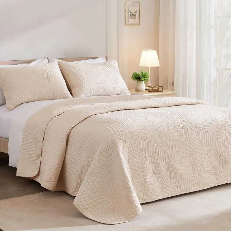 King Size Quilt Bedding Set Lightweight Brich Beige Quilts King Size for All Seasons Soft Microfiber Bedspreads Coverlets Bed Y250611