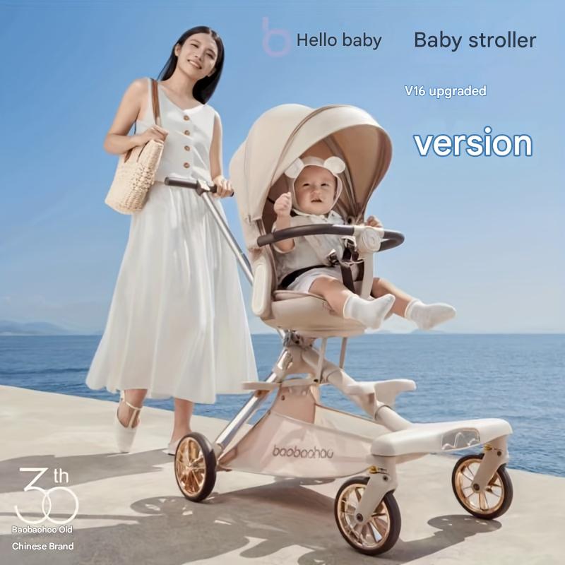 Two-Way V16 Folding Baby Stroller for Newborns - Light Weight, Easy-to-Carry Design Allows Sit-Up and Lie-Down Positioning