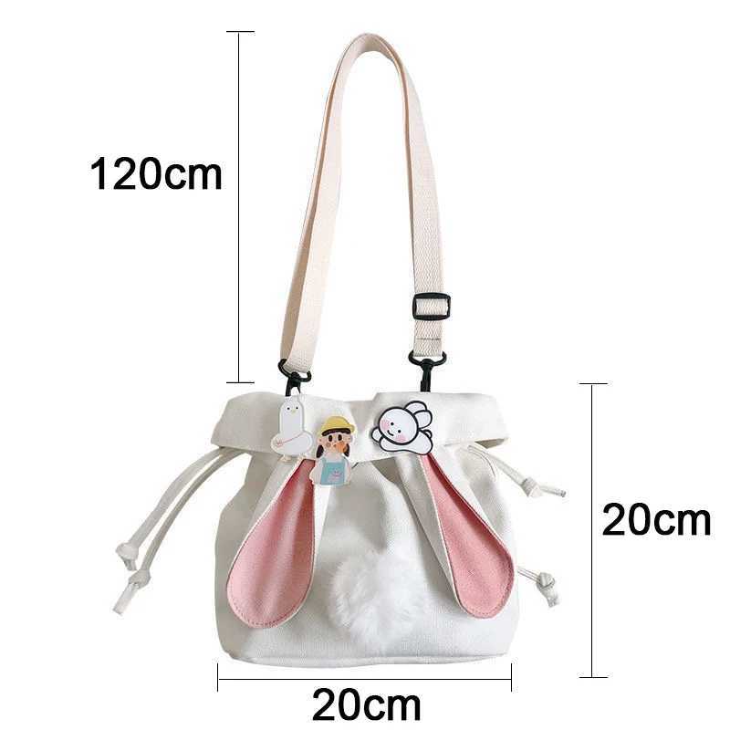 Canvas Cute Women Messenger Bag Leisure Fashion Girl Shoulder Bag Rabbit Young Girl Korean Crossbody Bag Diagonal Cross Bag XJ250610