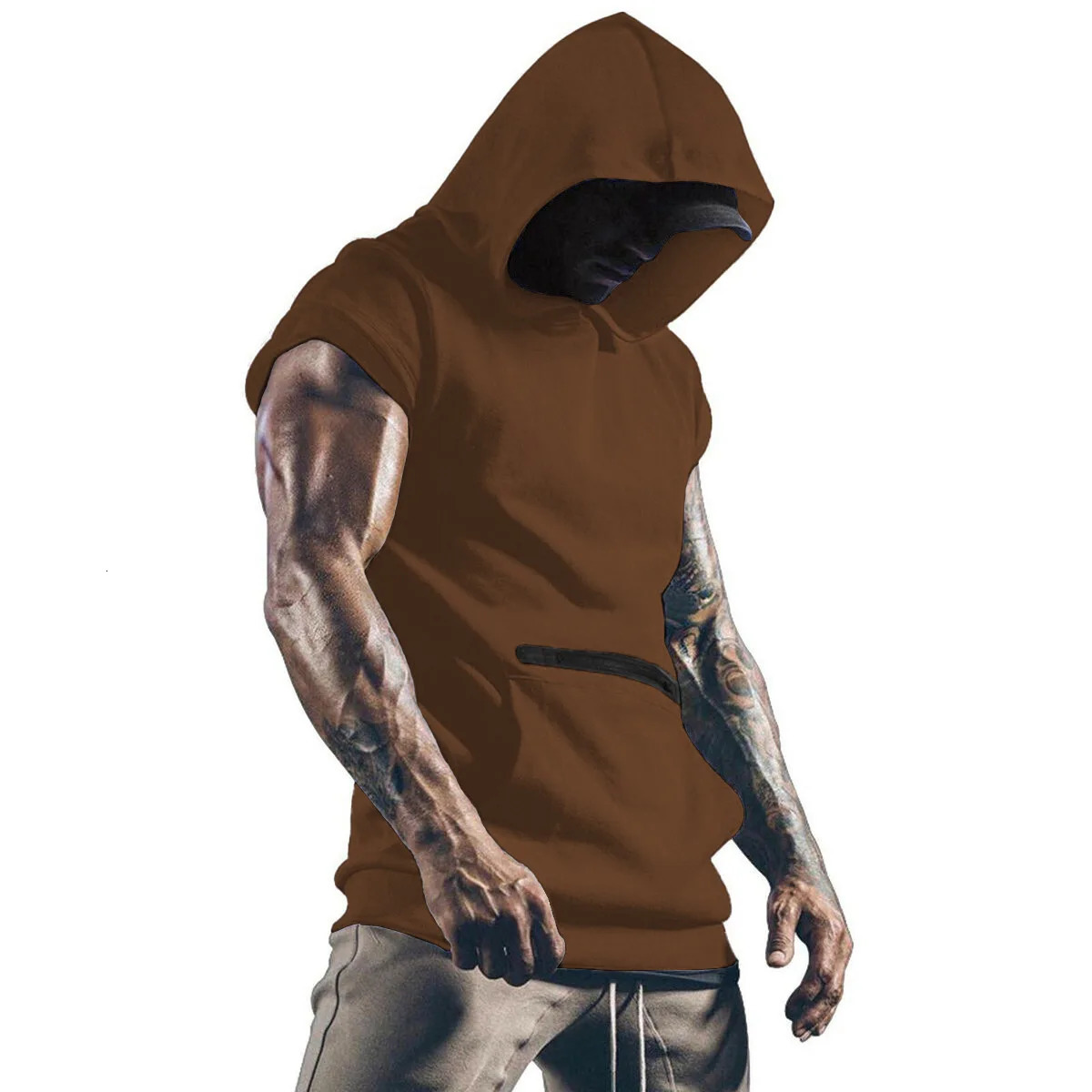 seller European and American mens clothing pocket zipper sports vest Factory Direct Sale 250610