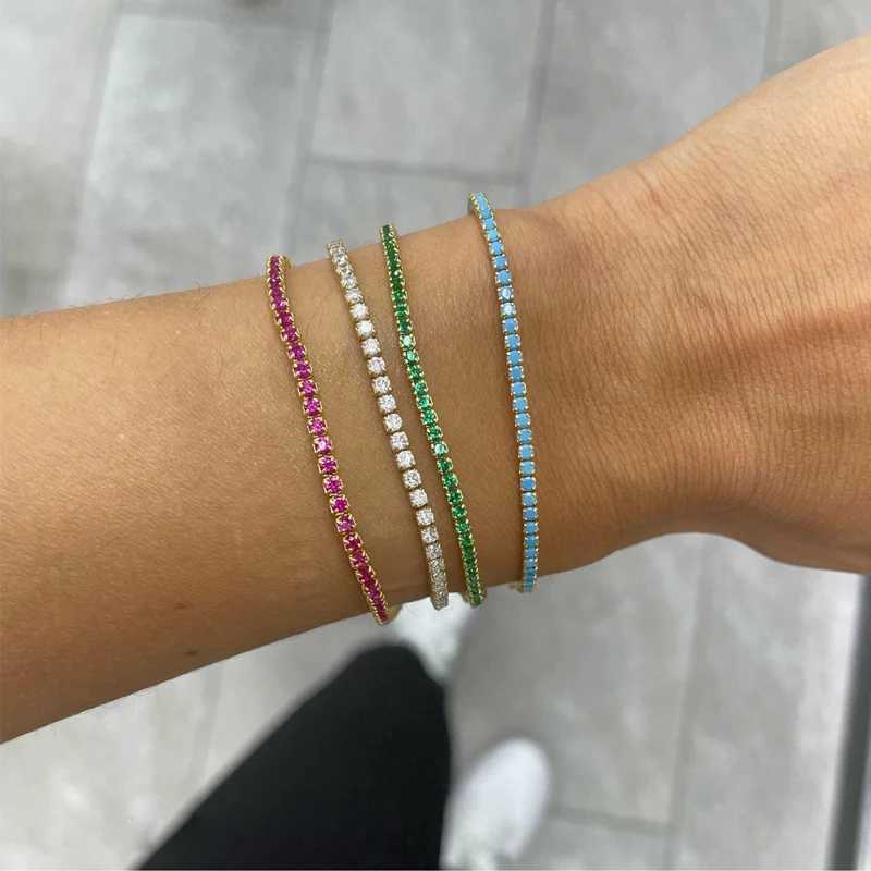 Colorful Crystal Tennis Bracelet for Women Waterproof Multicolor 3MM CZ Wedding Birthstone Hand Chain Jewelry Wholesale XJ250707