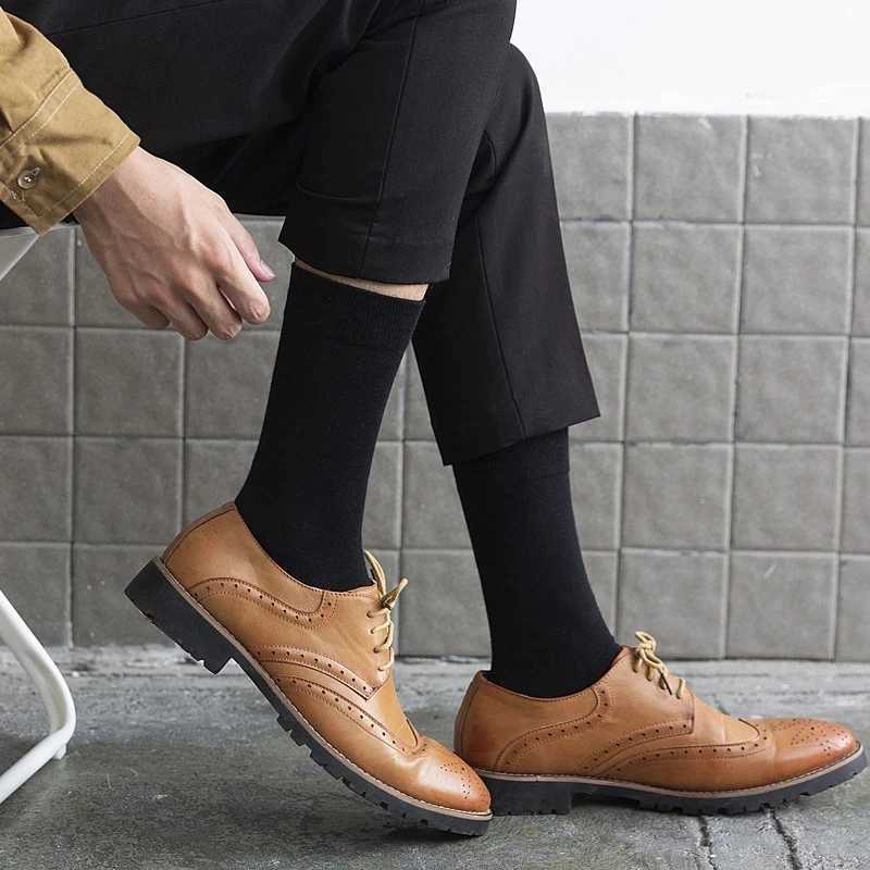 5Pairs New High Quality Business Casual Men Socks Black Mens Dress Long Socks Autumn Keep Warm Colorful Full Happy Socks Male Z250610