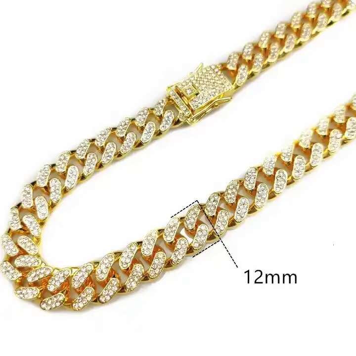 OACOCA Luxury Ice Out Vvs Diamond Moissanite Chain Necklace 18k Gold Plated Link Chain Necklace