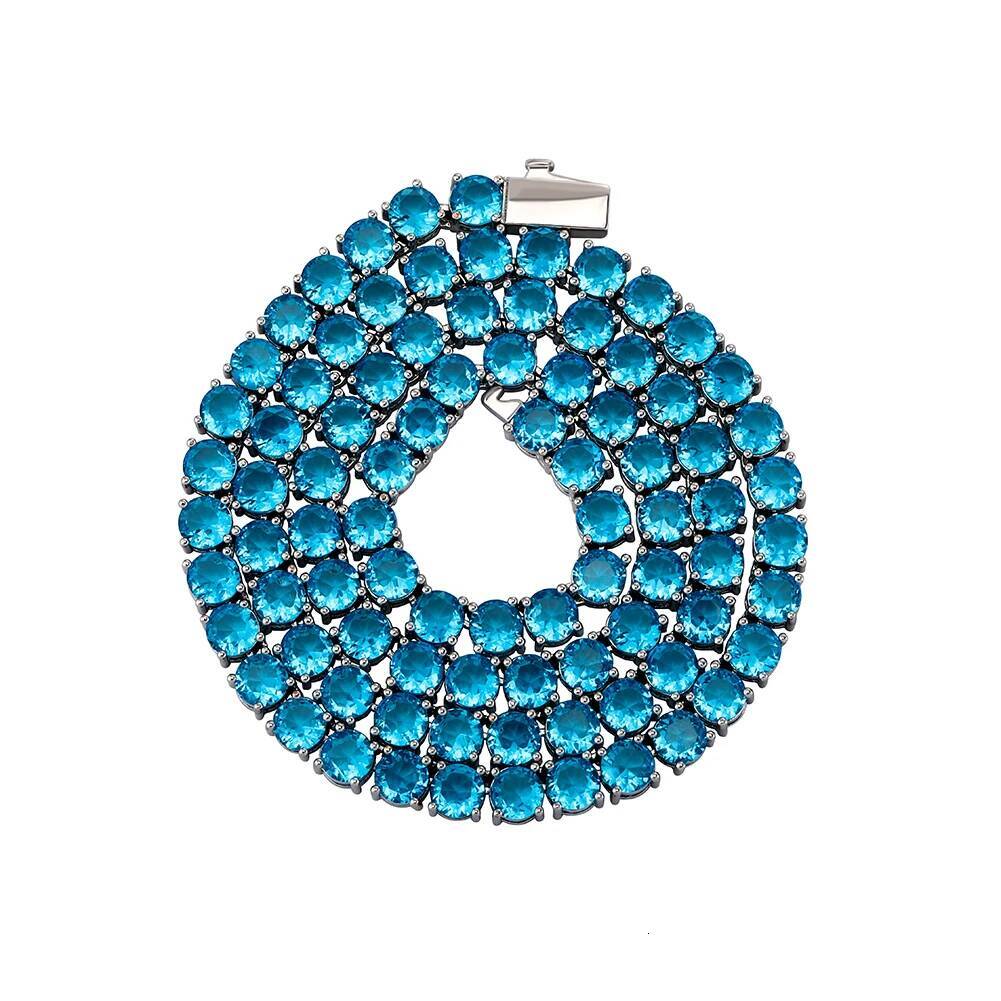 TOPGRILLZ Hip Hop Classic Colorful 5MM Tennis Chain Waterproof and Color Retention Necklace Iced Blue/Green/Pink Cubic Zirconia