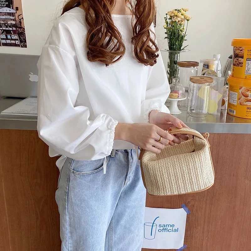 Straw Crossbody Bag For Women Fashion Bohemian Small Knitting Summer Purse And Handbag Ladies Casual Vacation Bucket Beach Bags XJ250610
