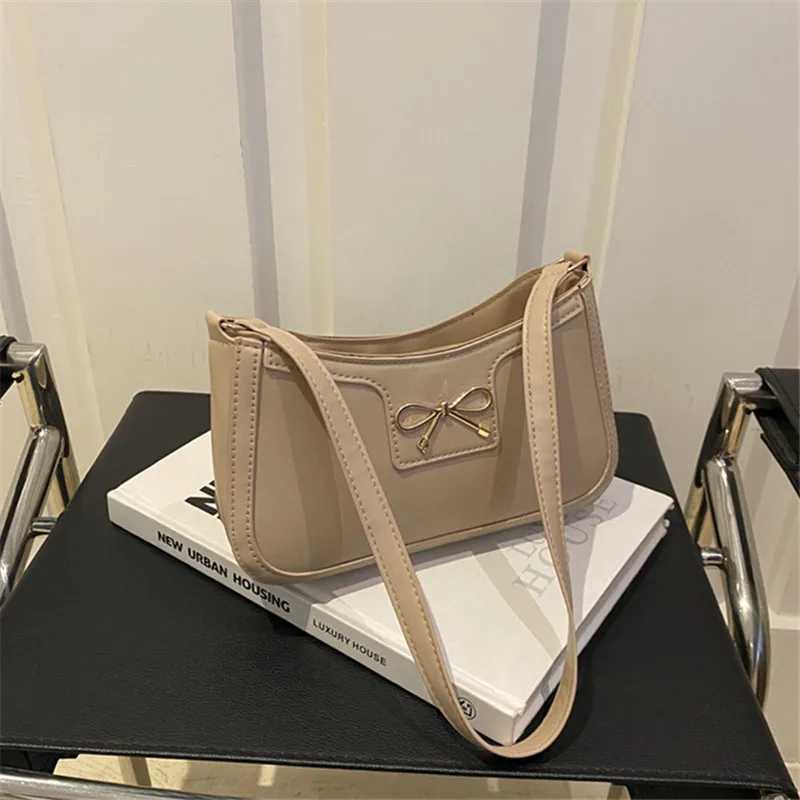 Stylish Shoulder Bag with Metal Bow Decoration Versatile Underarm Bag Classic Brown and Black Baguette Bag for Women Daily UseXJ250610