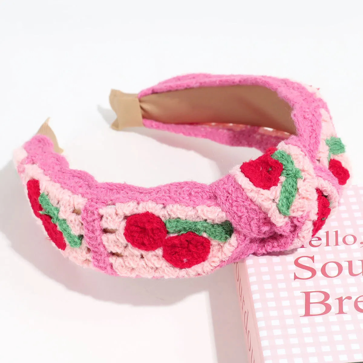 Bohemian Style Wide Knitting Flower Hairbands Sweet Knotted Headbands Strawberry Cherry Sunflower Holiday Hair Hoops For Women 250610