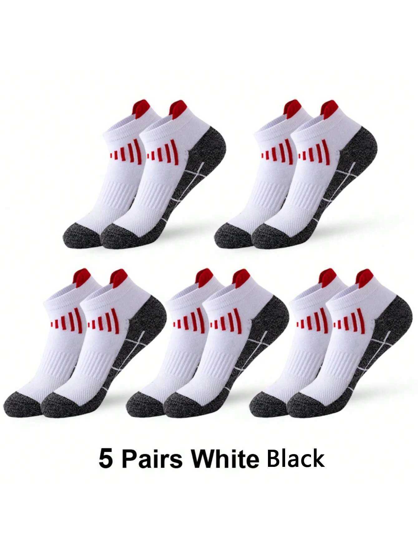5 Pairs Unisex Anti-Slip Sweat-Absorbent Anti-Odor Anti-Friction Sports Socks For Outdoor Running Low-Cut Ankle Sport Socks Z250610
