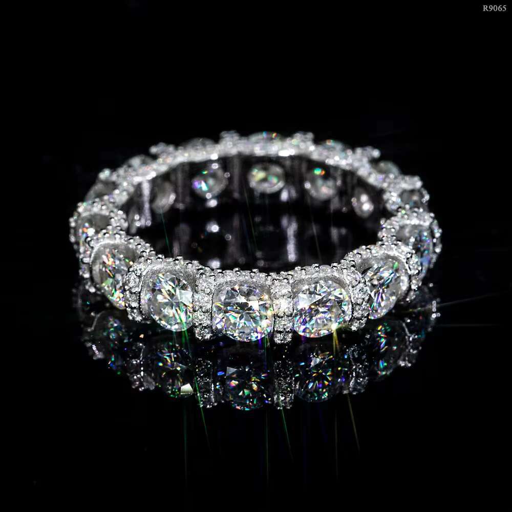 Wholesale Factory Price Bling Iced Out Moissanite Jewelry 925 Silver Diamond Jewelry Hiphop Eternity Moissanite Ring