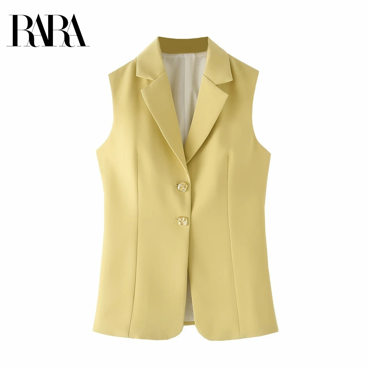 RARA Womens Casual Commuting style Sleeveless Blazer Vest with Metal Button Decoration Stylish and Practical 250610