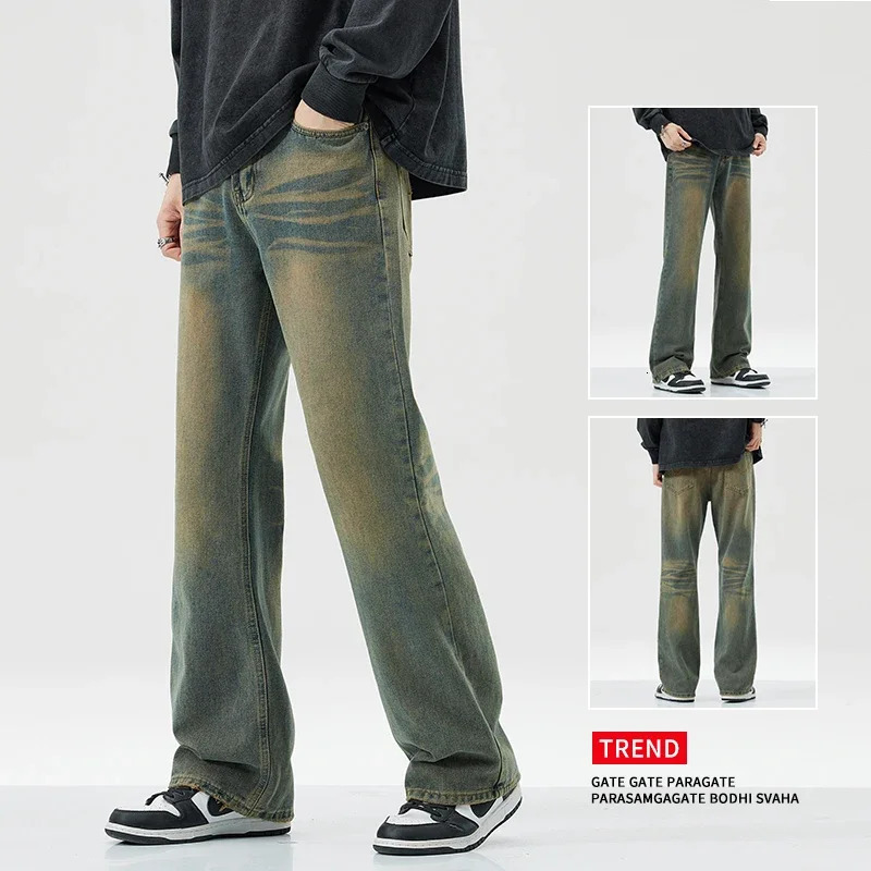 Mens Jeans Man Denim Shorts Jean Streetwear Trousers Wide Y2k Pants Baggy Clothing Flared Male Cargo Pant Ripped 250610