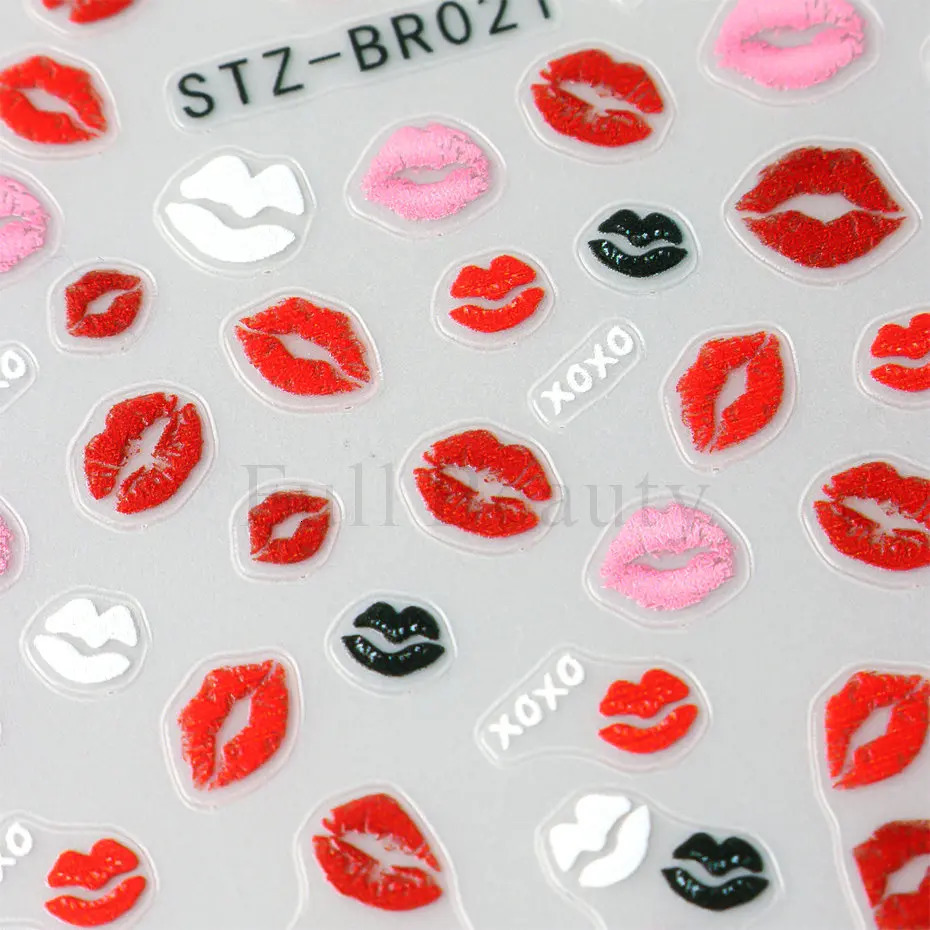 Kiss Sexy Red Lips Stickers for Nails Valentines Day Selfadhesive Nail Art Decoractions Decals Sliders Manicure Accessories 250605