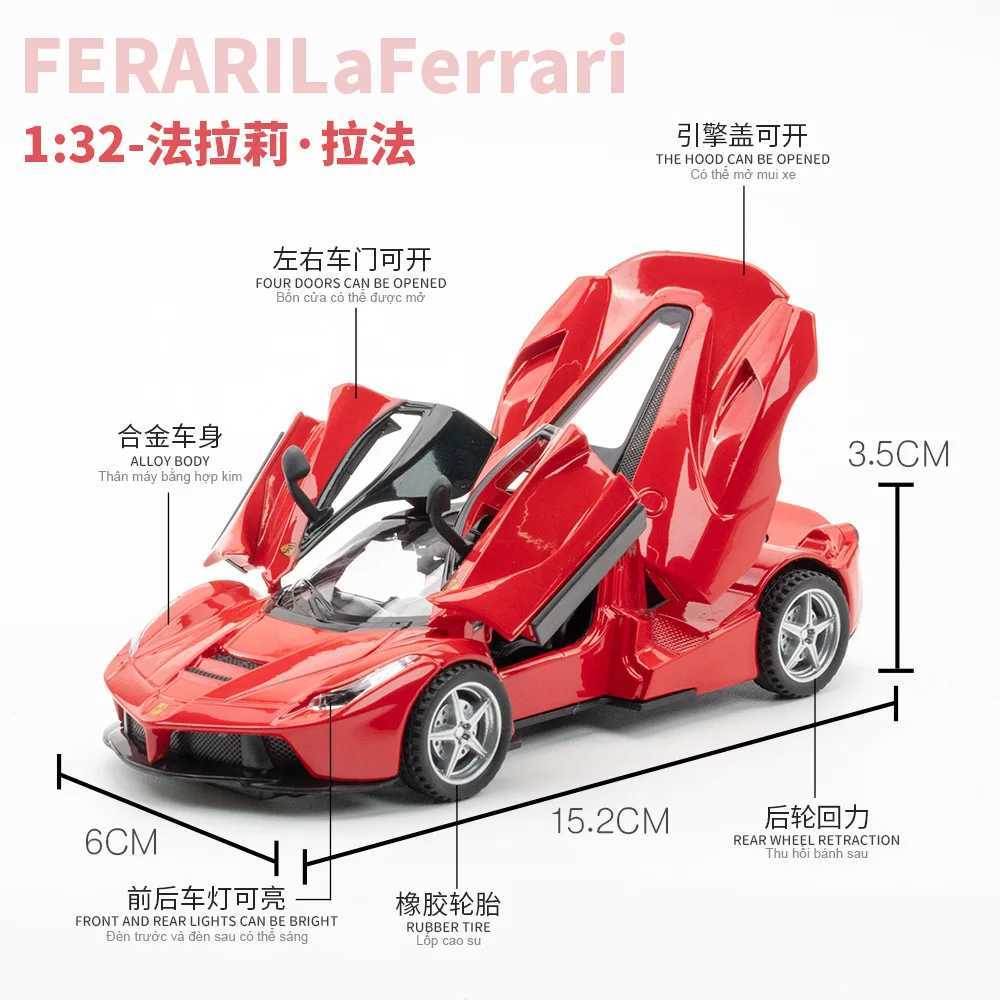 1 32 Ferrari Laferrari SF90 P80C 488 Alloy Car Model Diecasts Metal Toy Vehicles Car Model Simulation Sound Light Collect gifts Z250611